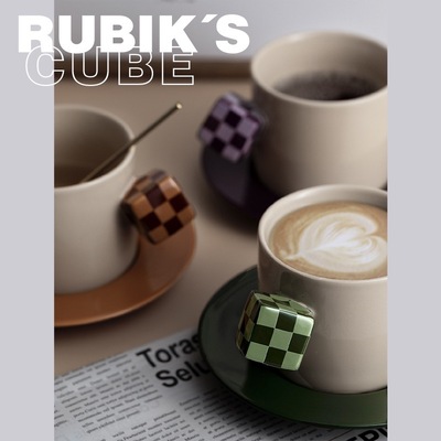 high-end European style magic cube ceramic coffee cup set
