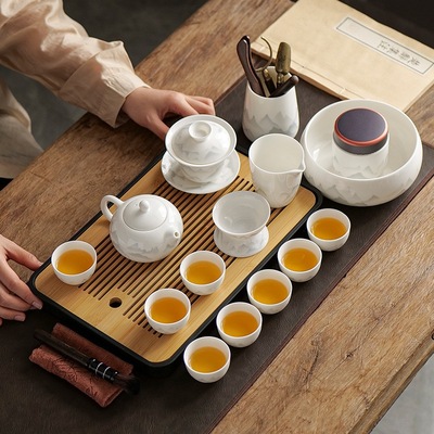 White porcelain Kung Fu tea set set home living room high-end